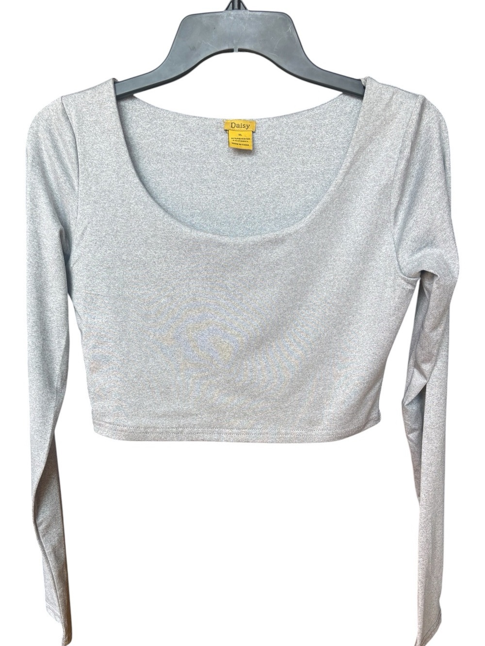 Daisy Scoop-Neck Long Sleeve Crop Top